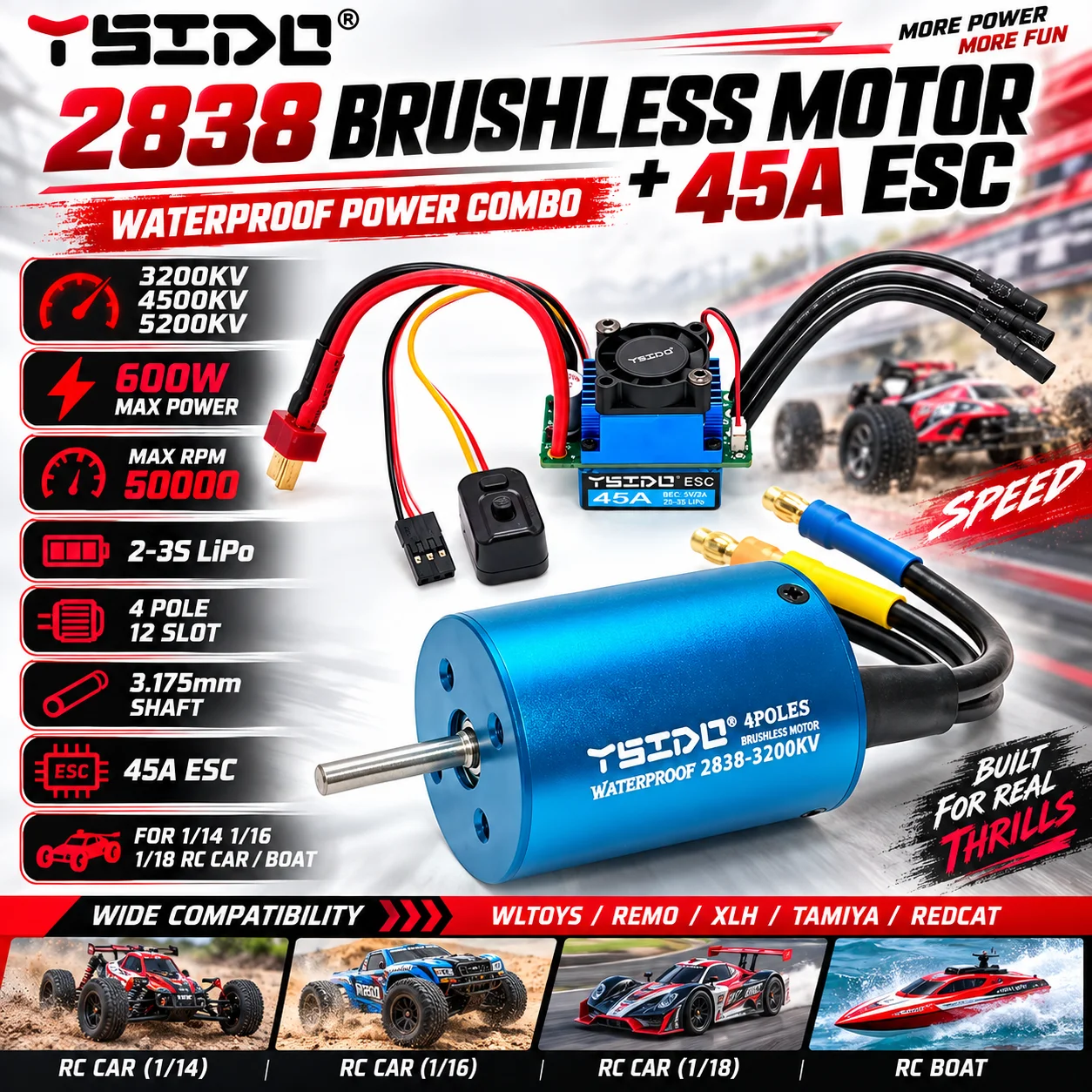 2838 محرك بدون فرش مقاوم للماء - مراجعة Rc Remo Hobby وسعره